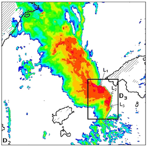 Initiation of a severe thunderstorm over the Mediterranean Sea